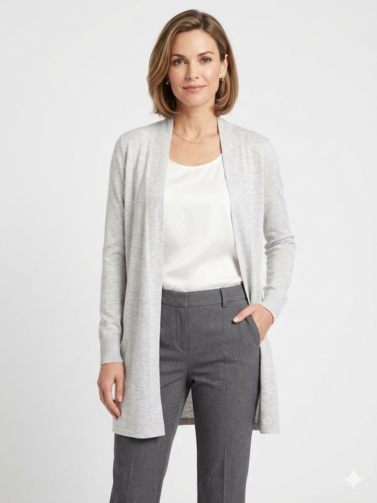 Cyrus Sweaters - Cyrus Gray Open Front Longline Cardigan Sweater - Size S EUC